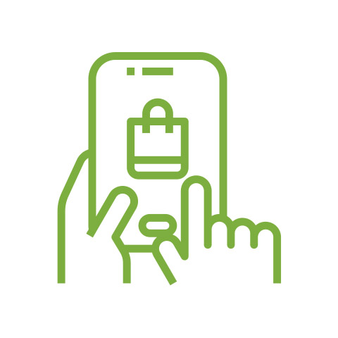Icon of a phone ordering groceries