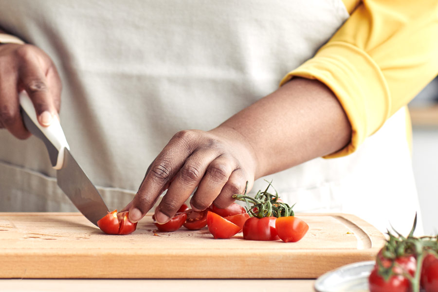 Tomatos on a cutting board