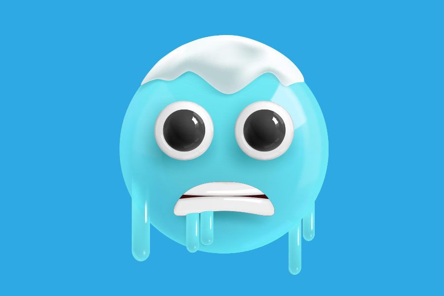 Frozen emoji looking surprised