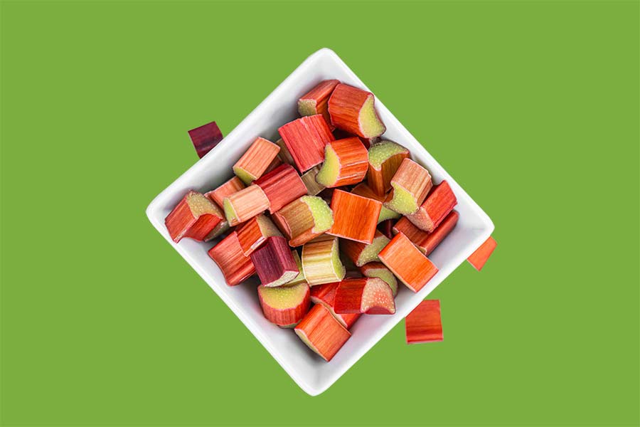 Chopped rhubarb in a bowl