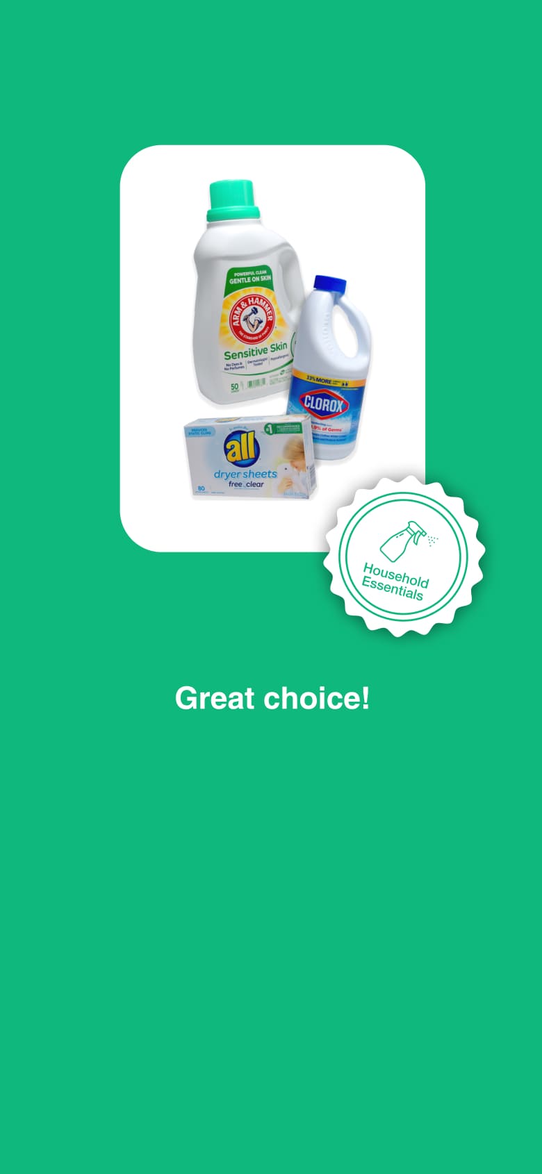 Good choice! You picked the third laundry and cleaning bundle