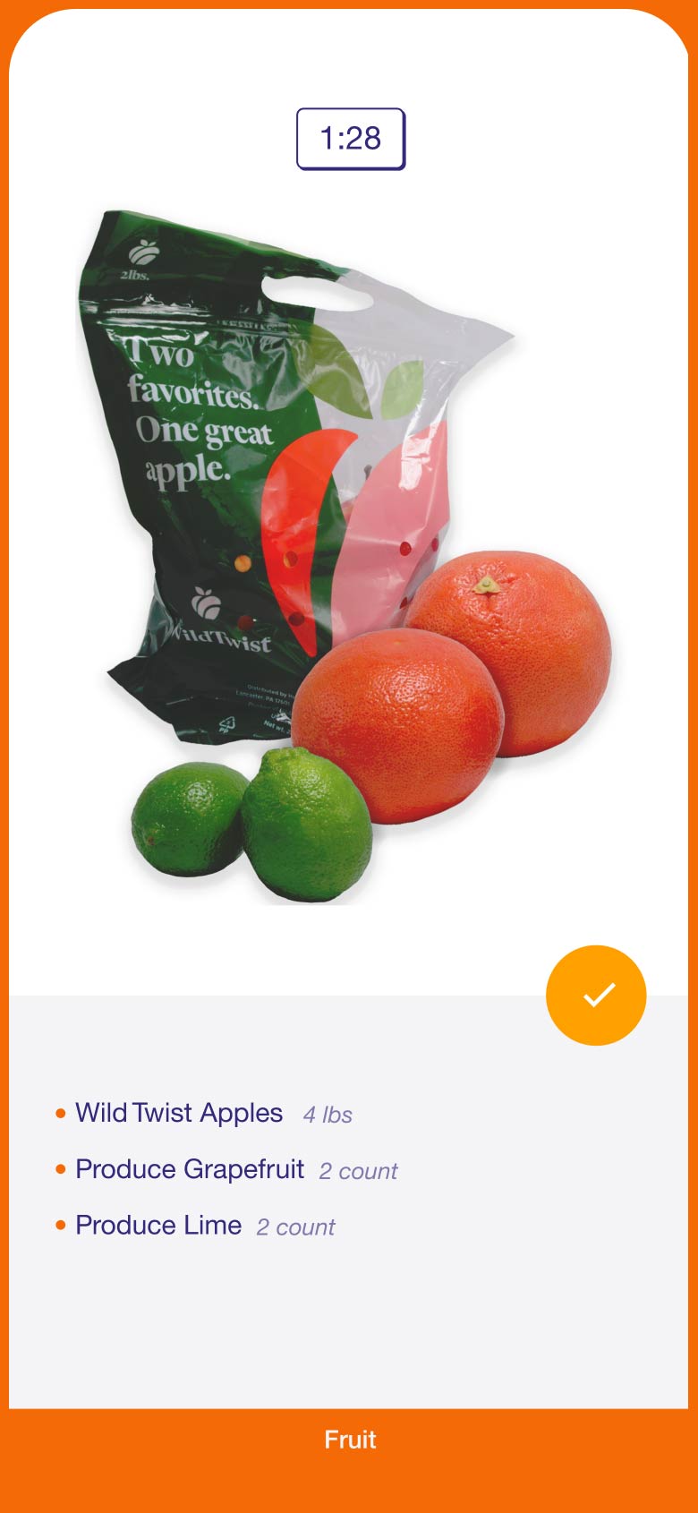 Fruit bundle number 2: 4 poinds bag of Wild Twist apples, 2 grapefruit, and 2 limes.