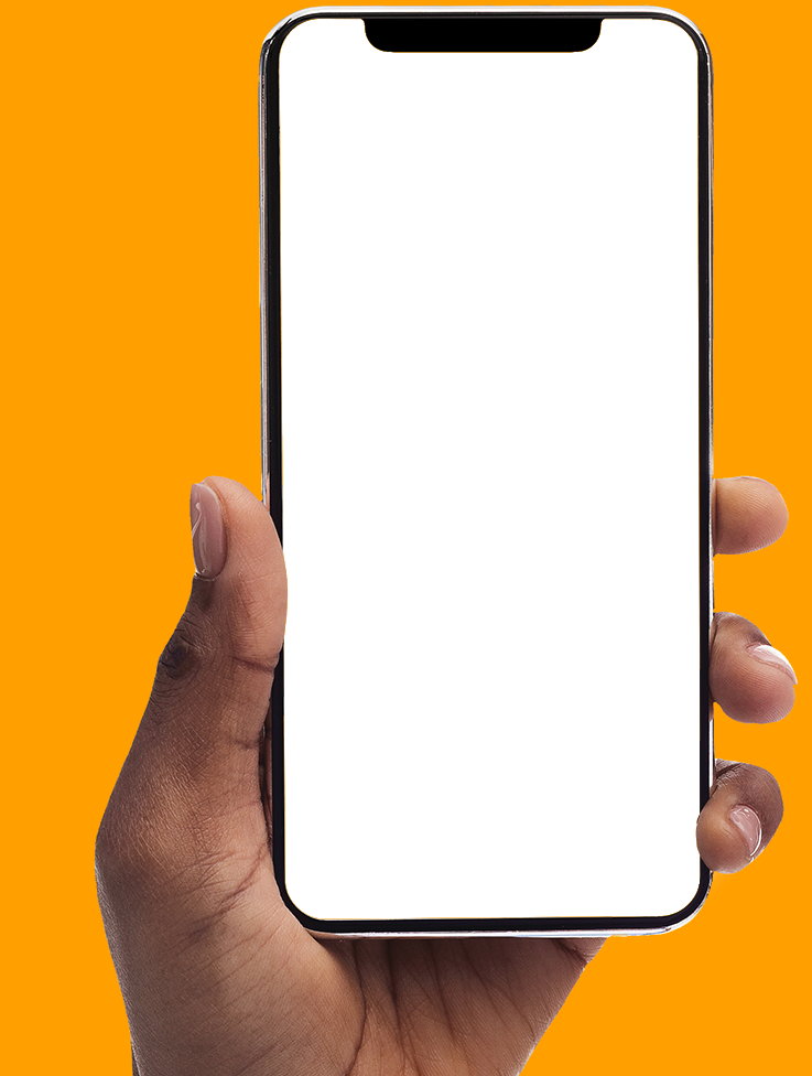Hand holding an iPhone