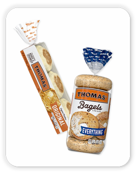 Thomas English Muffins, 13 oz; Thomas Pre-Sliced Bagels, 1 lb 4 oz.