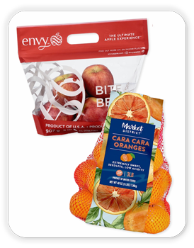 Market District Oranges 3lb Bag, Envy Apples 2lb Bag.