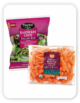 Taylor Farms Salad Kit, 8.1 oz; Nature’s Basket Organic Baby Cut Carrots, 16 oz.